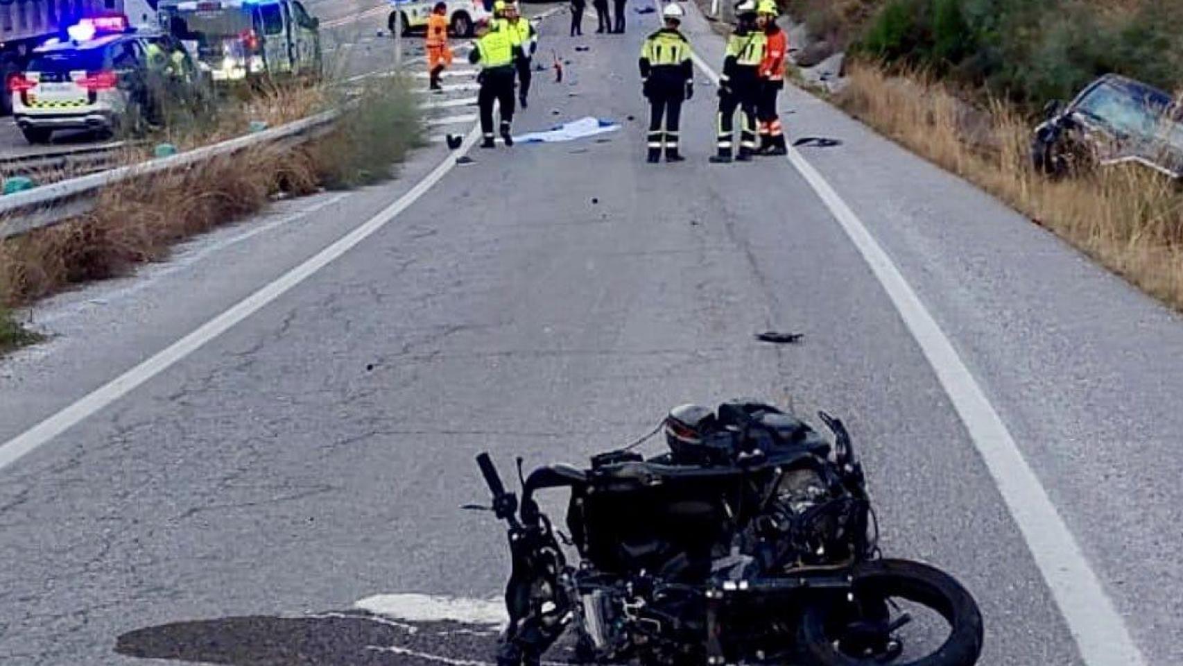 Imagen de la moto implicada en el accidente mortal ocurrido en la A-355.