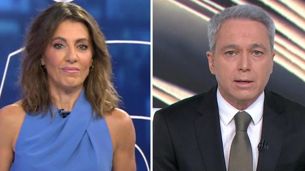 Ángeles Blanco y Vicente Vallés en un montaje de BLUPER.