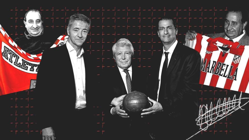 Jesús Gil, Enrique Cerezo, Gil Marín y Robert Givone, en un fotomontaje