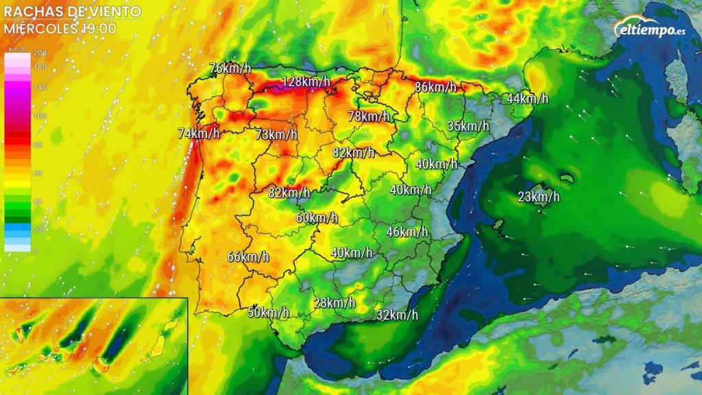 Los vientos cálidos impulsados por la borrasca Claudia que aumentarán las temperaturas. ElTiempo.es.