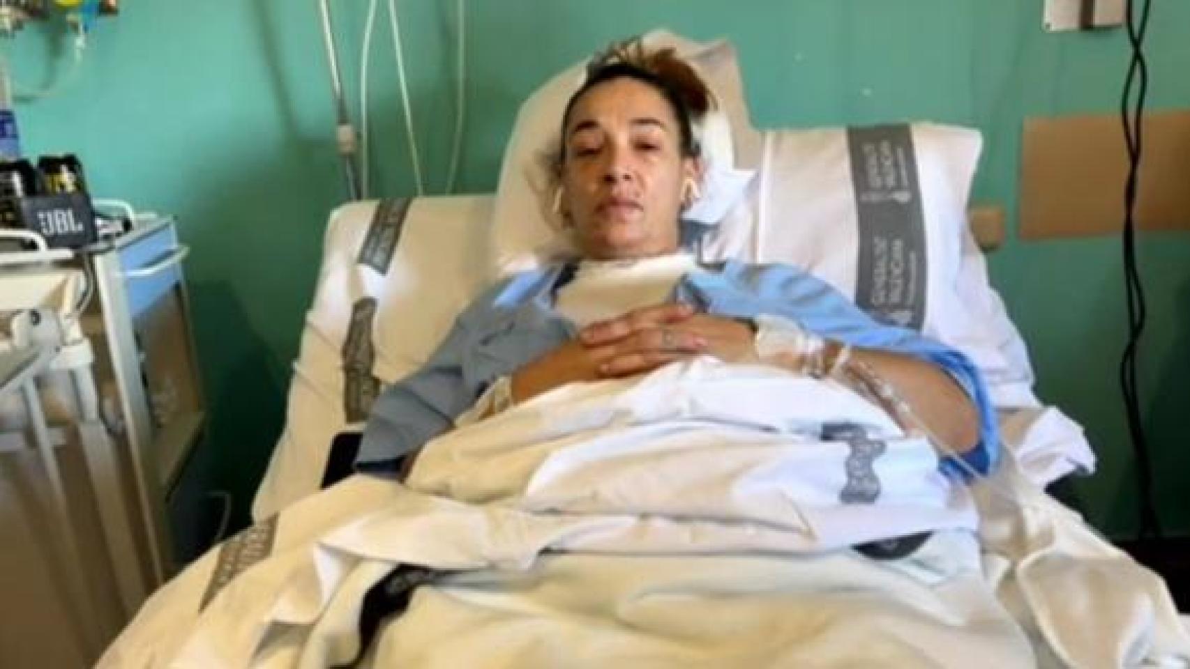 Eva María en el hospital.