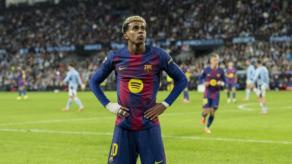 Lamine Yamal, durante el partido contra el Celta.
