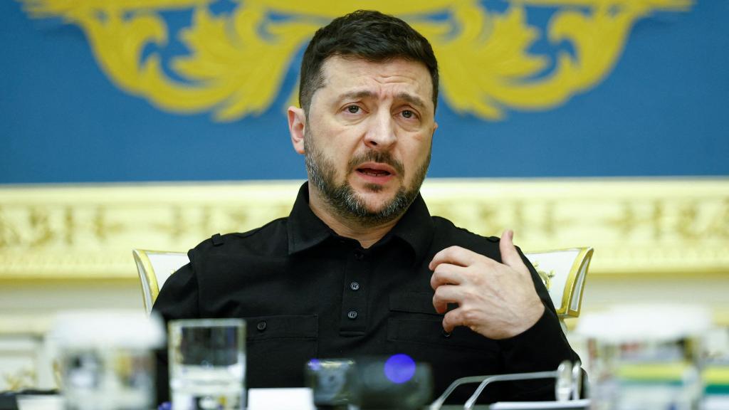 Volodímir Zelenski, durante una rueda de prensa en Kiev.