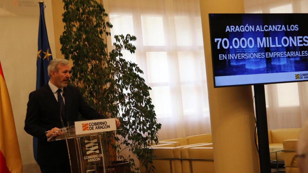 Jorge Azcón, durante la presentación del Proyecto Búfalo de Forestalia