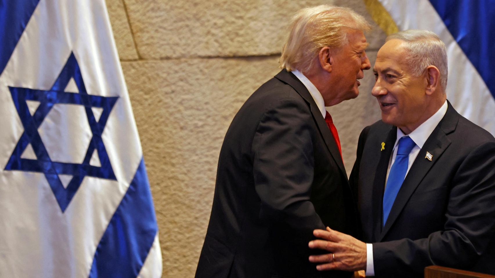 Donald Trump y Benjamin Netanyahu en el Parlamento israelí.