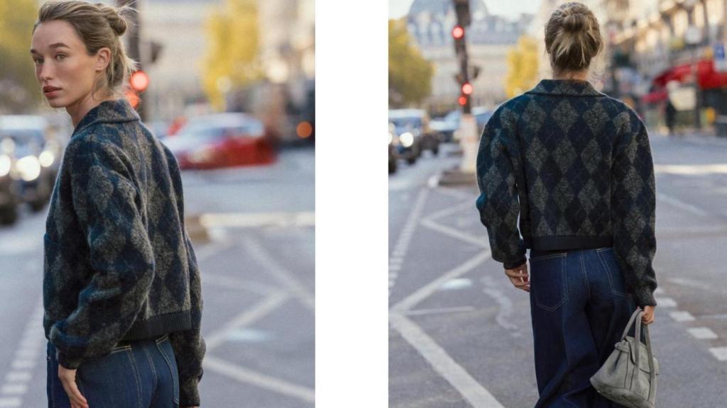 Chaqueta bomber punto rombos. Ref. 6236/100/050