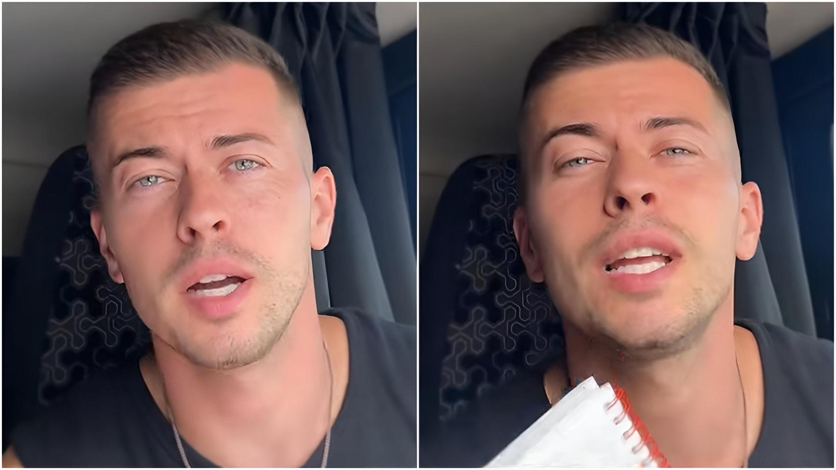 Alex Tensso, camionero autónomo, en uno de los vídeos que comparte en su cuenta de TikTok.