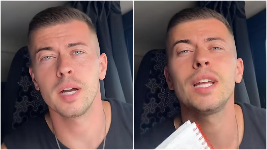 Alex Tensso, camionero autónomo, en uno de los vídeos que comparte en su cuenta de TikTok.