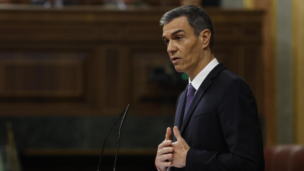 El presidente del Gobierno, Pedro Sánchez, durante una comparecencia en el Congreso de los Diputados.
