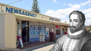 Un montaje con una imagen del pueblo de Cervantes y el propio Miguel de Cervantes.