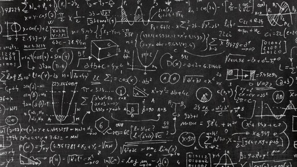 Fórmulas matemáticas sobre una pizarra.