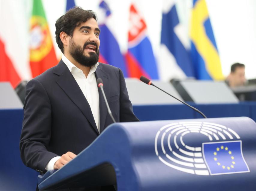 El eurodiputado Alvise Pérez, en un pleno de la Eurocámara en Estrasburgo.