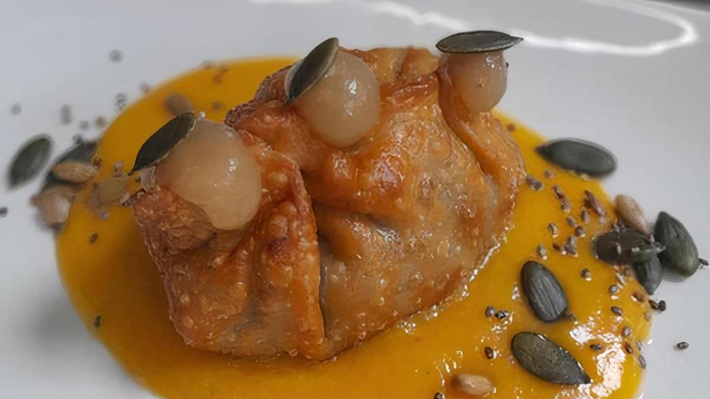 Tapa de cabra y calabaza
