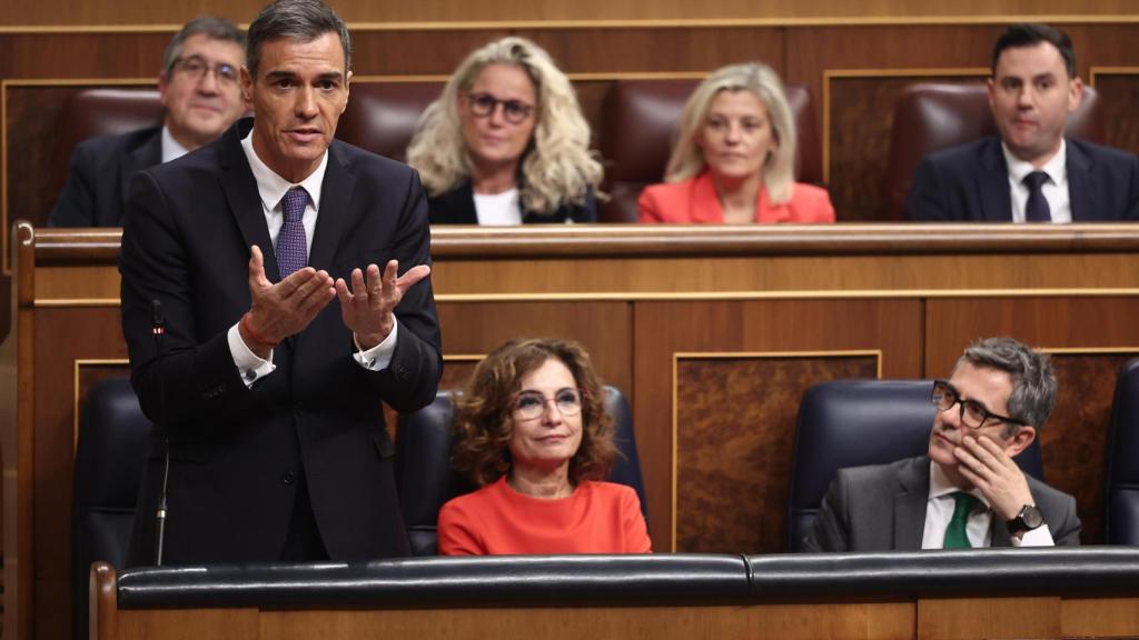 Pedro Sánchez, durante la sesión de control al Gobierno de este miércoles en el Congreso.