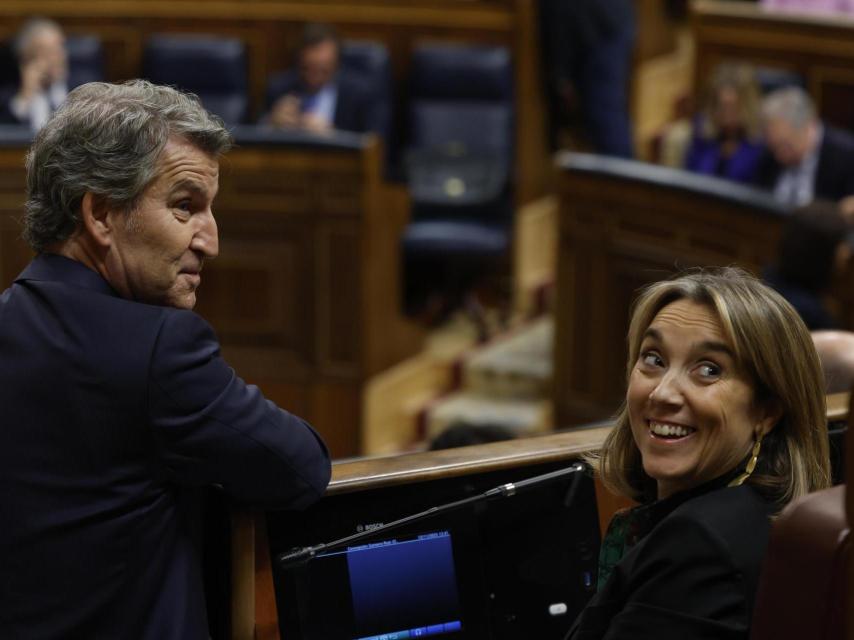 Alberto Núñez Feijóo y Cuca Gamarra en el Congreso de los Diputados.