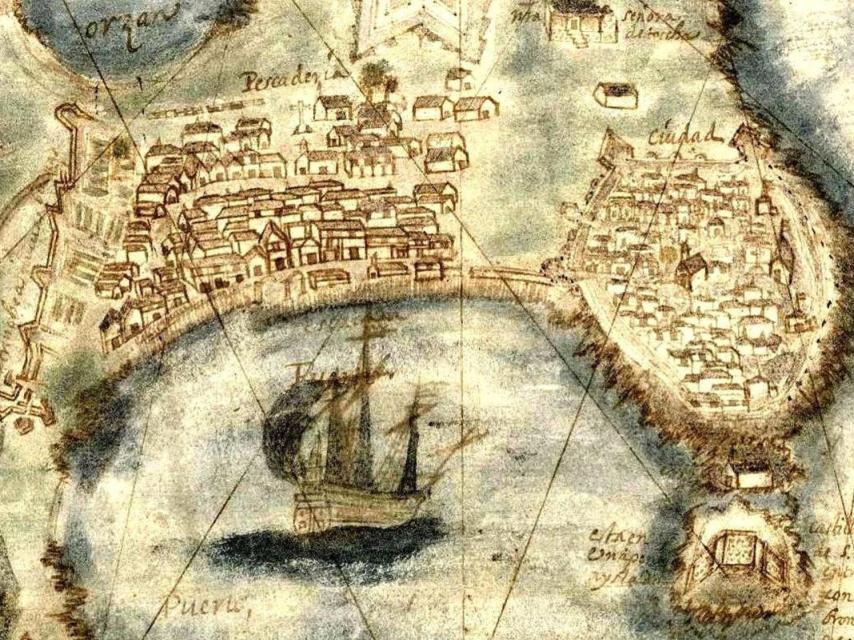 Vista de A Coruña en 1639, recogida en 'A Coruña. Historia e imagen de un puerto atlántico' de Alfredo Vigo.