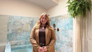 Irene en su centro de bienestar en Zaragoza.