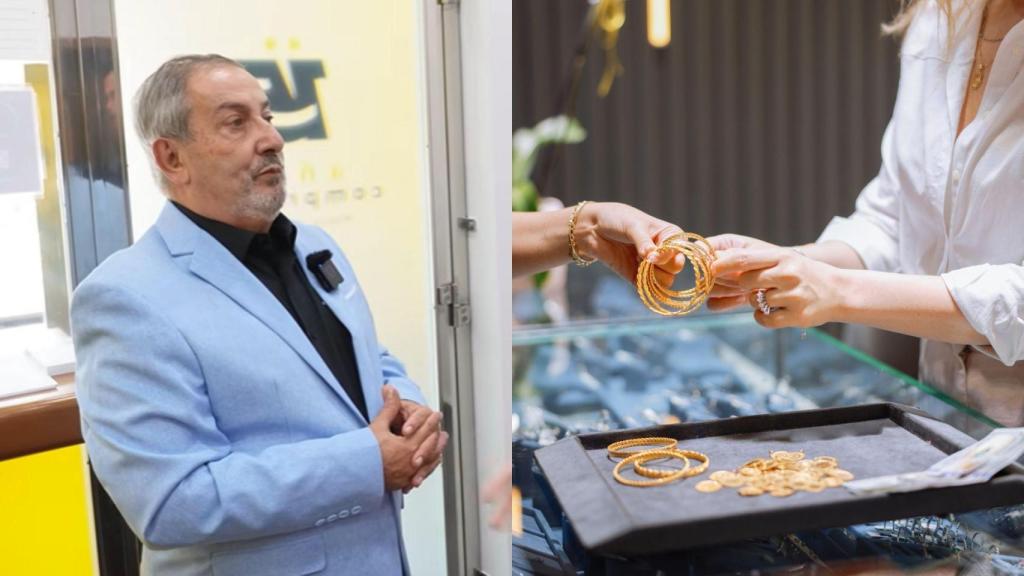 Imagen de Josep y una imagen de stock de un negocio de compro oro.