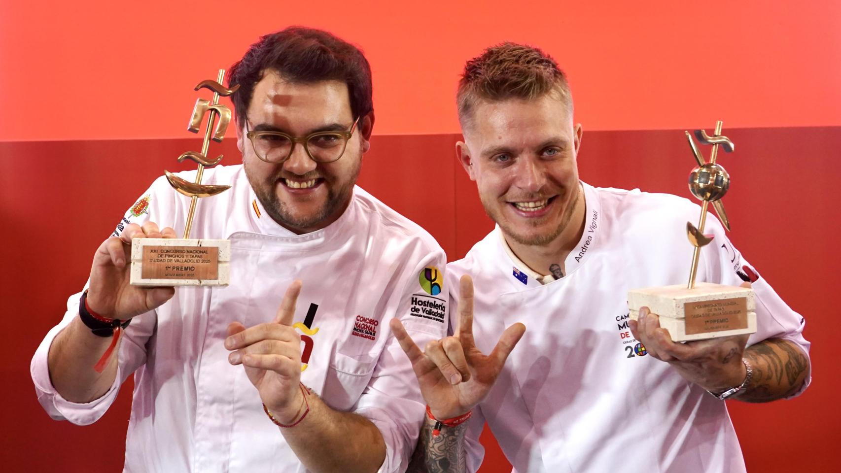 Alejandro San José, del restaurante Habanero Taquería de Valladolid, primer premio del XXI Concurso Nacional de Pinchos y Tapas y del IX Campeonato Mundial de Tapas, y Andrea Vignali, campeón mundial