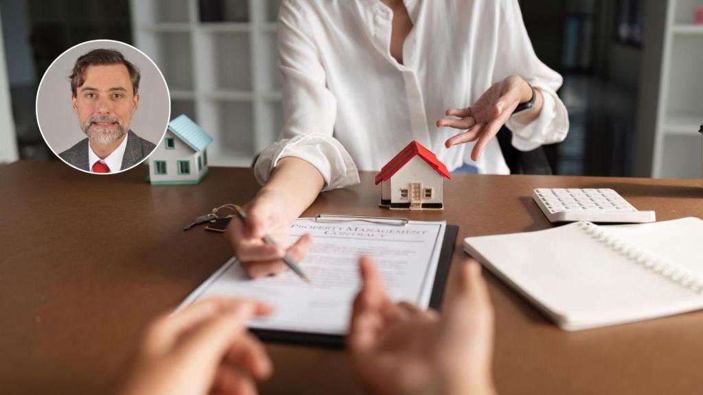 Montaje de una imagen de Antonio Martínez y una imagen de stock de una herencia.