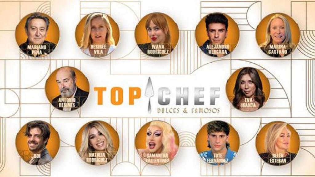 Listado de concursantes de 'Top Chef: dulces y famosos'.