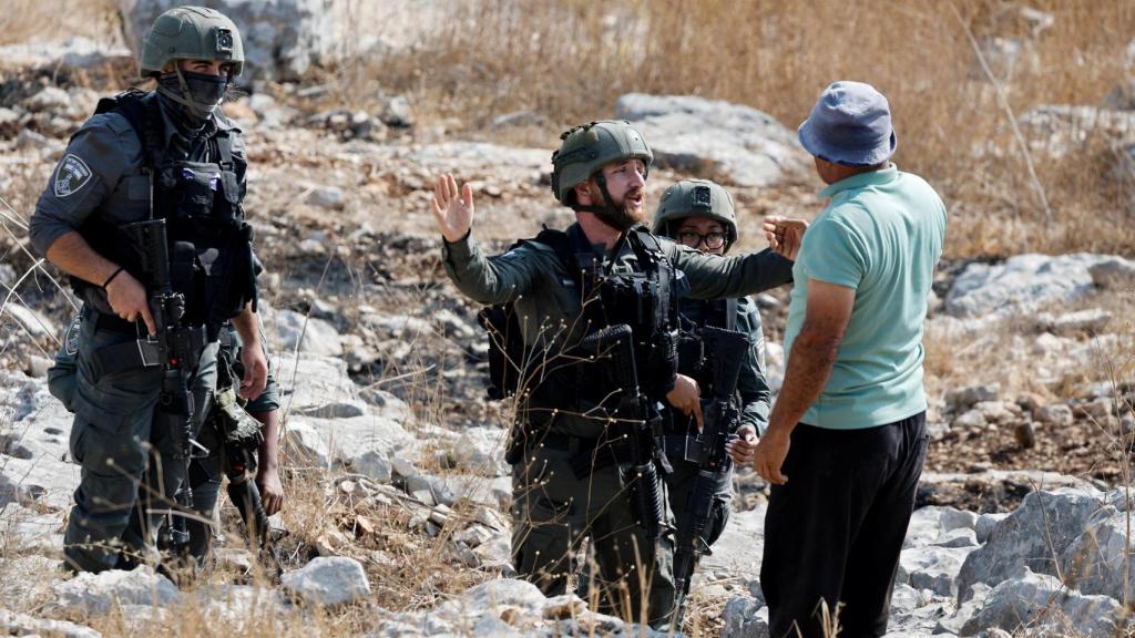 Israeli soldiers in the village of Beit Ridd in the occupied West Bank.