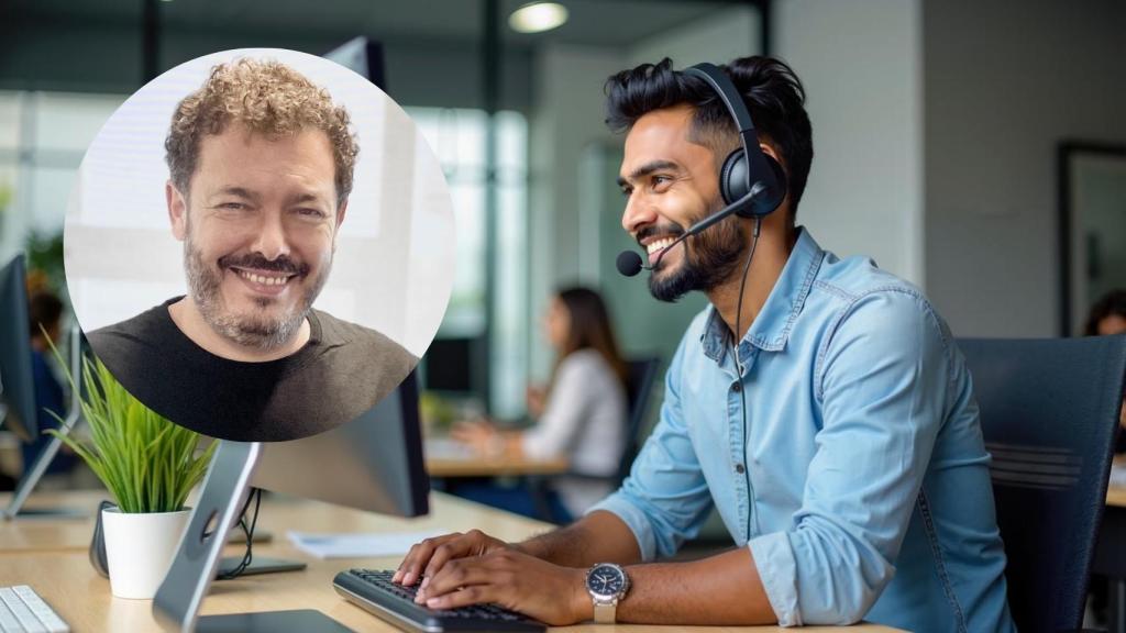 Montaje de Miguel Ángel con un teleoperador (Pixabay).