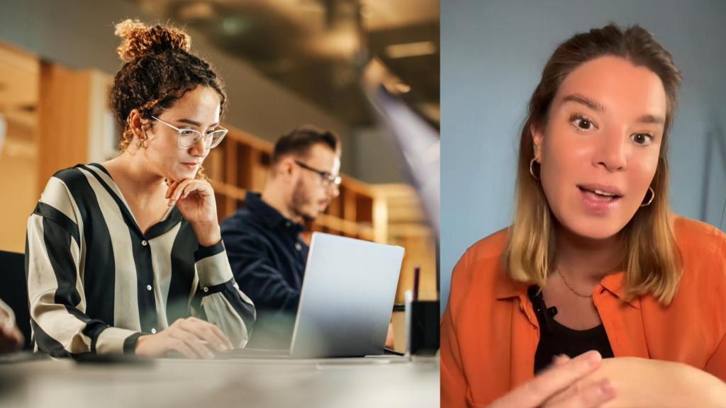 Trabajadora en una oficina y la creadora de contenido @mimiworkbestie.