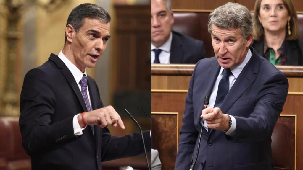 Sánchez y Feijóo en el Congreso, este miércoles.