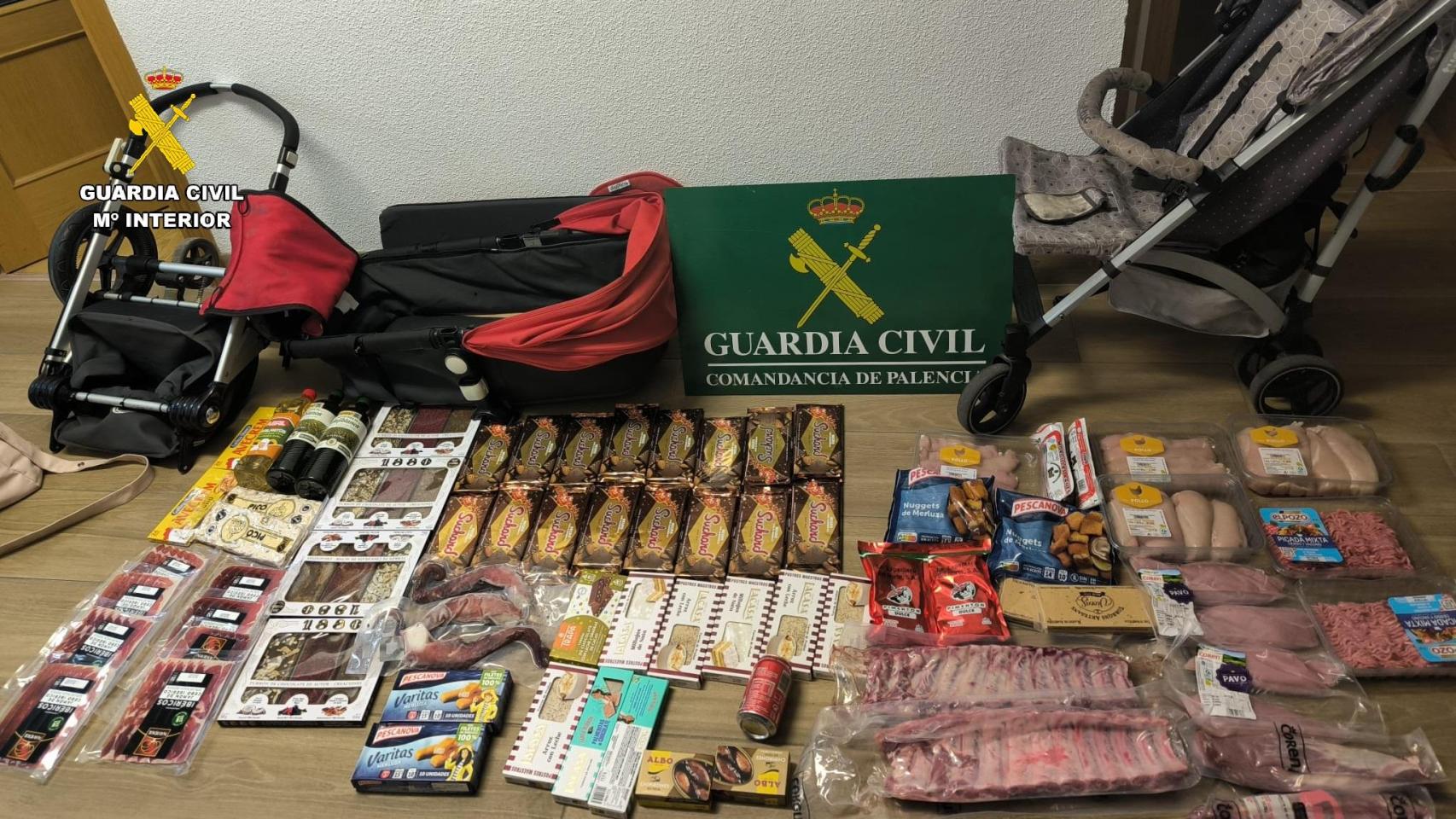 Imagen de algunos de los productos sustraídos por la familia en Saldaña (Palencia)