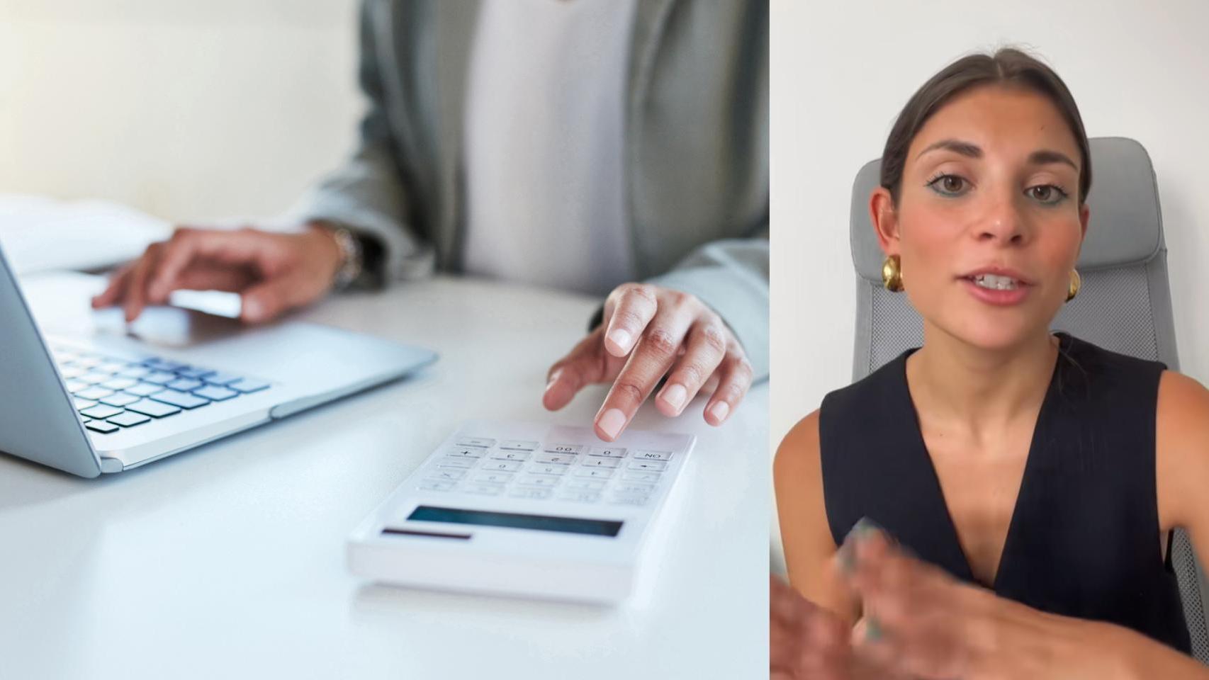 Mujer trabajando en la oficina y la abogada Violeta García.