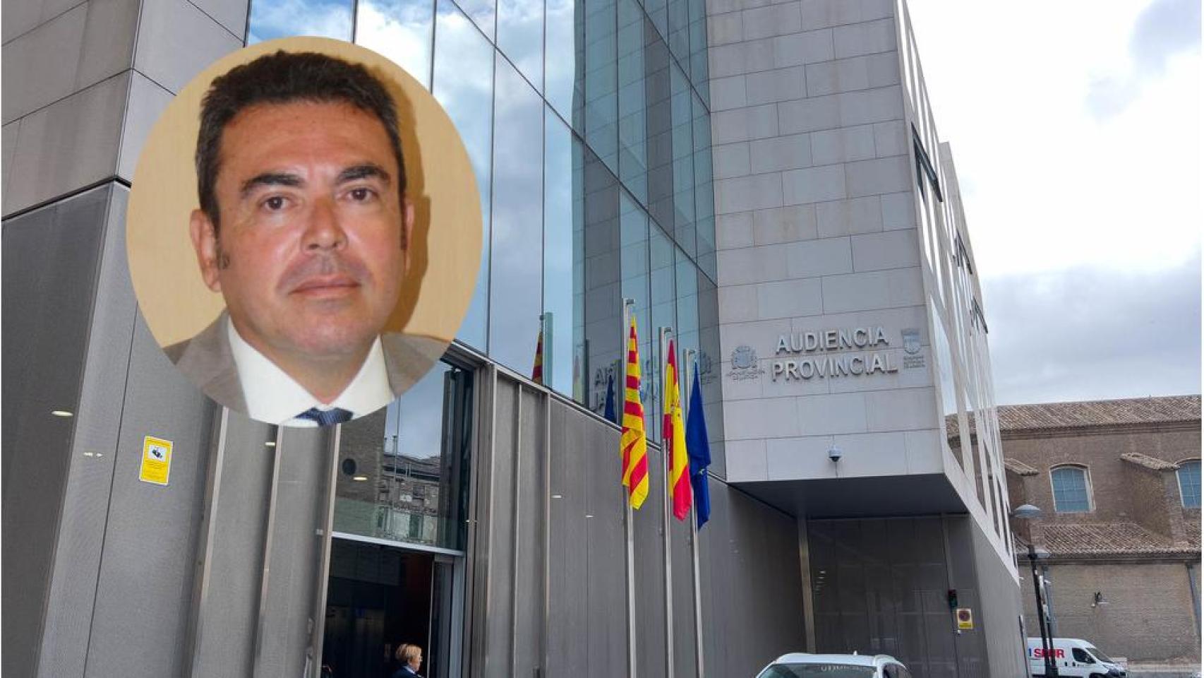 José Luis Ansón, con la Audiencia Provincial de Zaragoza de fondo