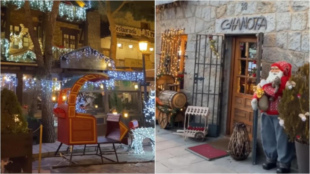 El pueblo de Navacerrada decorado para la Navidad.