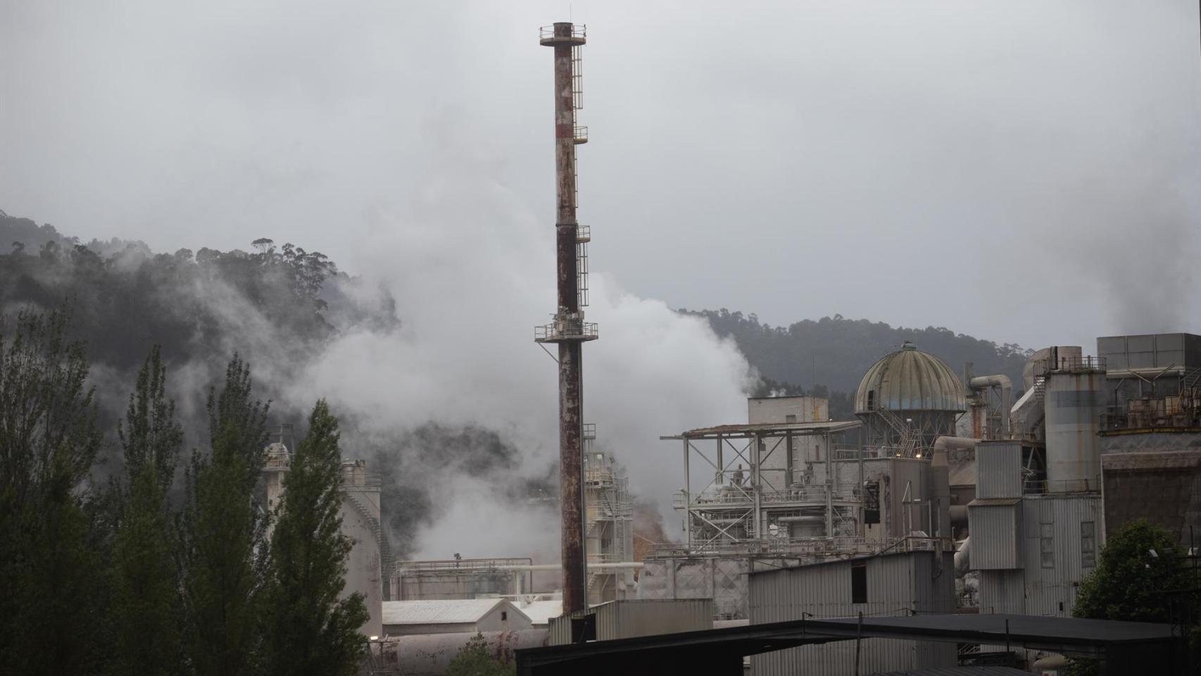 La fábrica Ence durante una nueva manifestación contra las empresas de celulosa Altri y Ence, a 16 de junio de 2024, en Pontevedra, Galicia (España)
