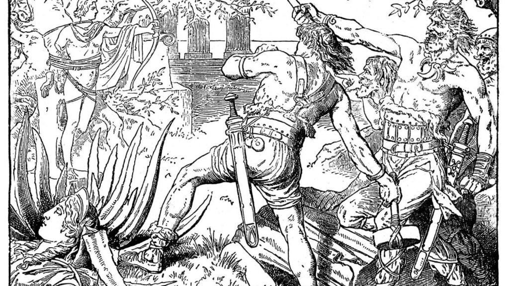 Visigodos destruyendo estatuas atenienses.