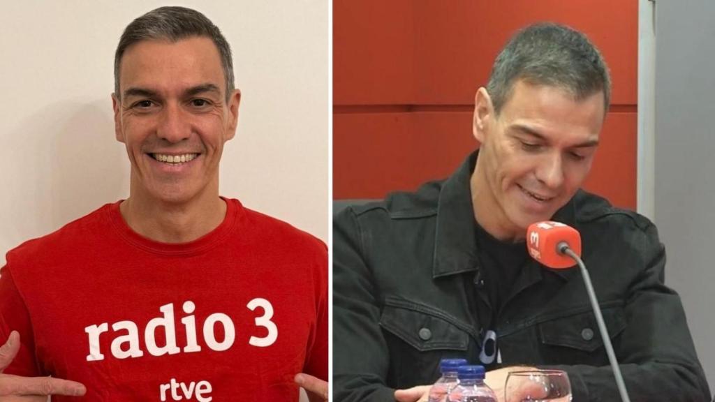 Sánchez, con la camiseta de Radio 3 y en el estudio de la emisora musical de RNE, este jueves.