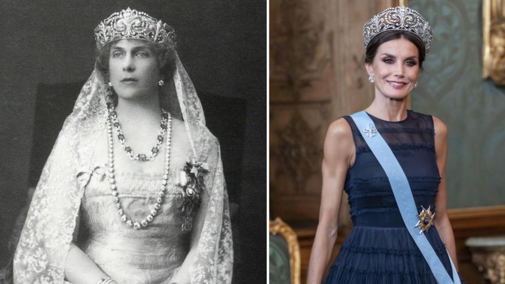 Las dos reinas, con joyas del lote de pasar.