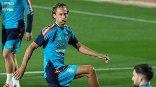 Marcos Llorente, durante el último entrenamiento de la selección española.