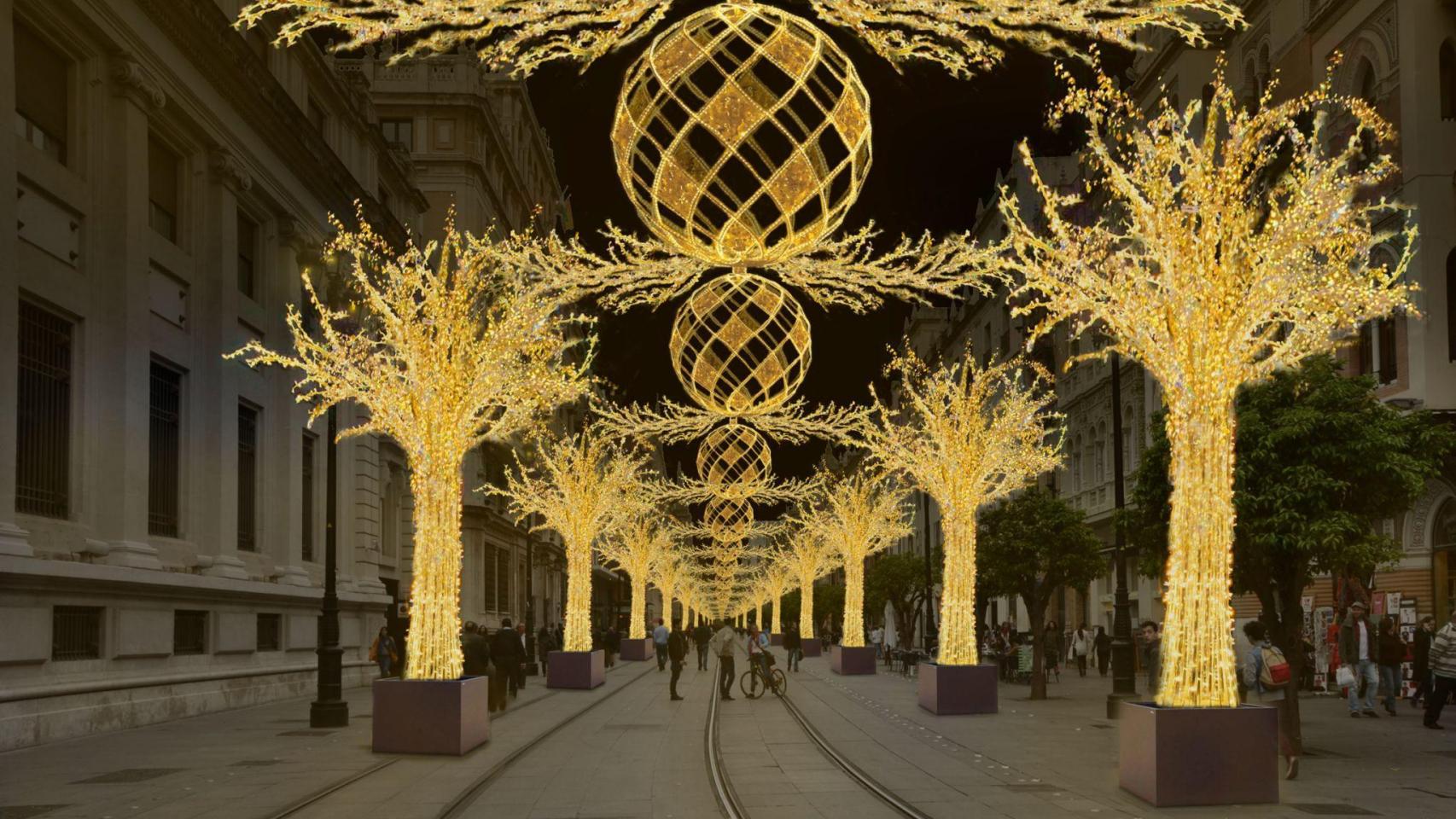 Imagen de la nueva decoración de Navidad de Sevilla.