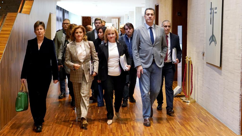 La consejera de Industria, Comercio y Empleo, Leticia García, a su llegada a su comparecencia de presentación de los presupuestos de 2026 correspondientes a su departamento, este viernes en las Cortes