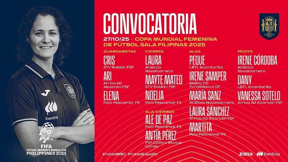 Convocatoria para el Mundial de Futsal Femenino.