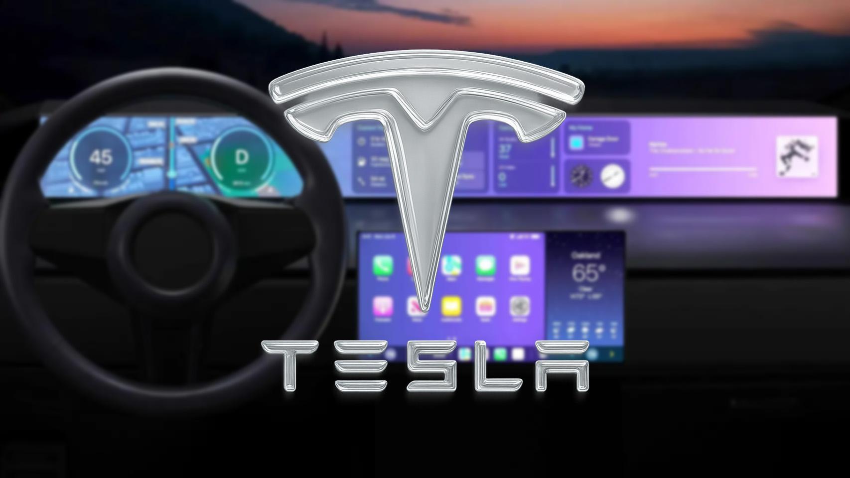 Fotomontaje con el logo de Tesla y CarPlay Ultra.