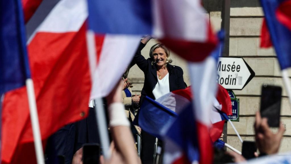 Marine Le Pen, mandamás de Reagrupamiento Nacional, en una protesta de París.
