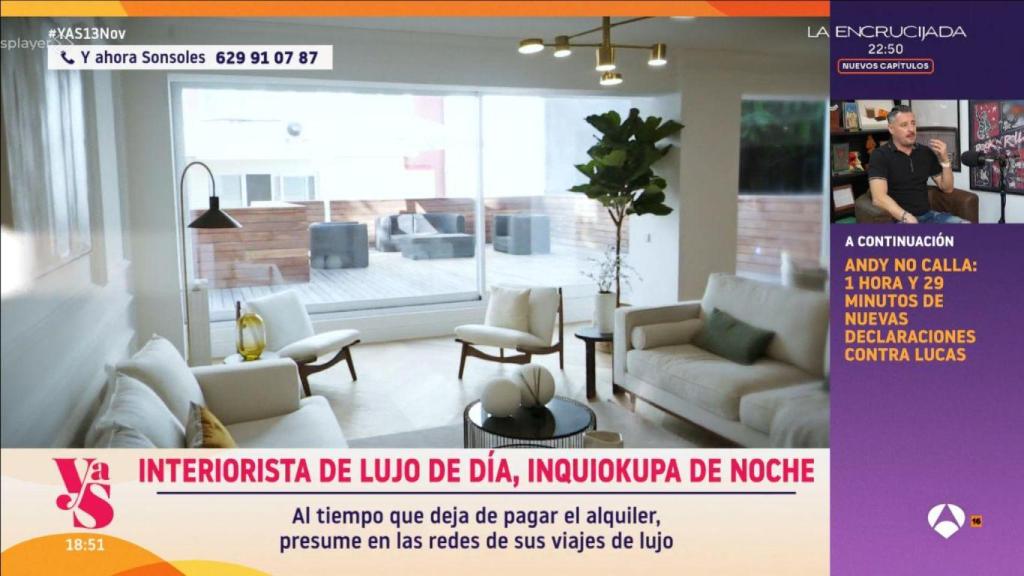 Uno de los pisos de lujo okupado por Laura en Madrid.