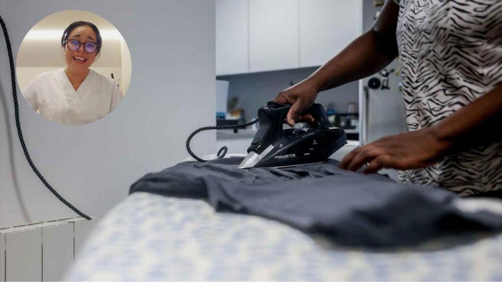 Fotomontaje de Yessi, empleada del hogar, y una imagen de archivo.