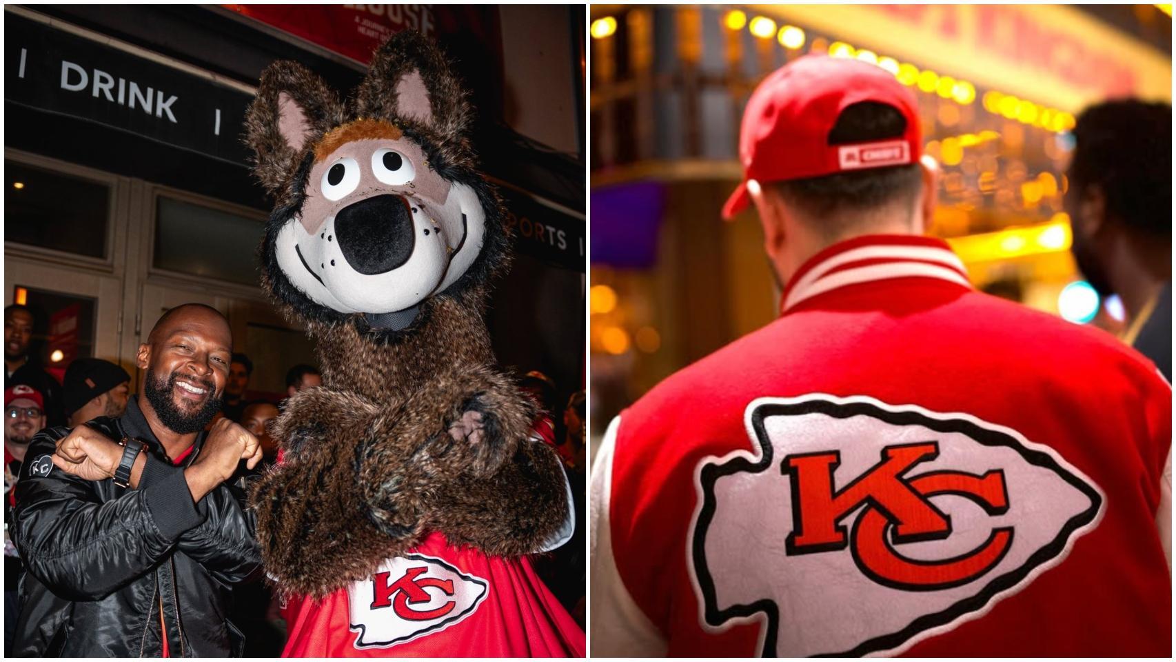 Dante Hall y la mascota de los KC Chiefs