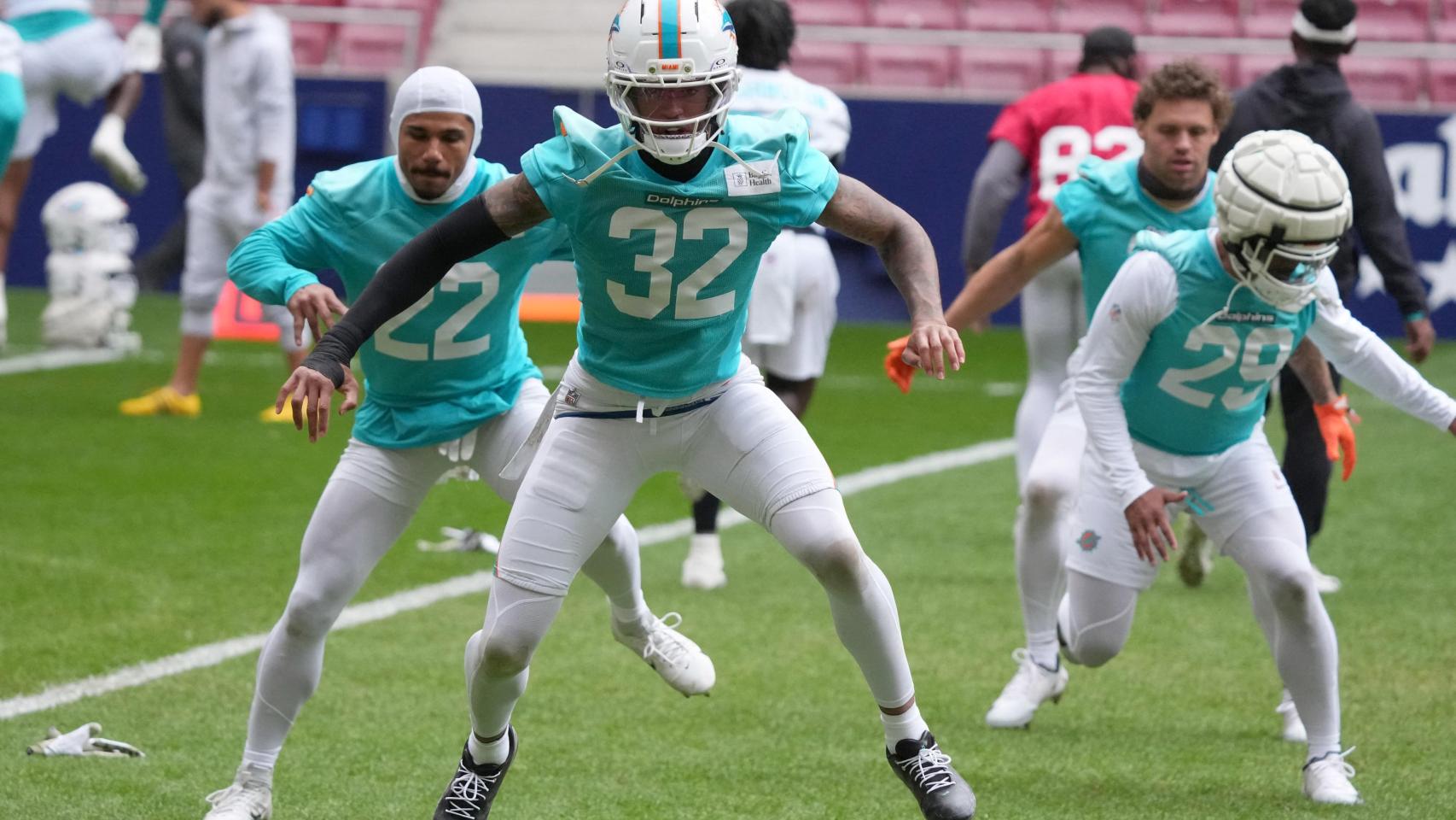 Un momento del entrenamiento de los Miami Dolphins.