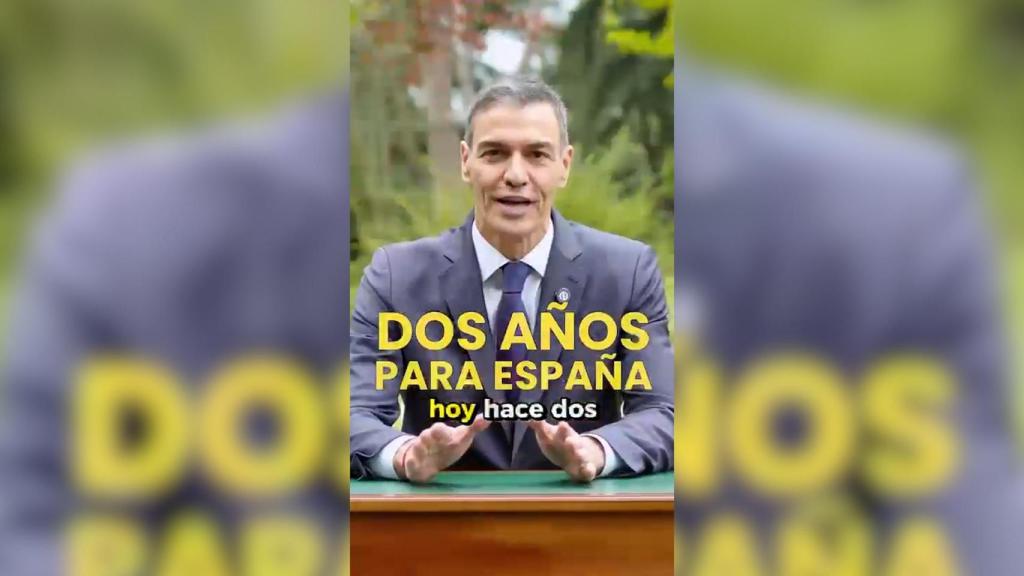 El presidente Pedro Sánchez, en el vídeo difundido este domingo por el PSOE.