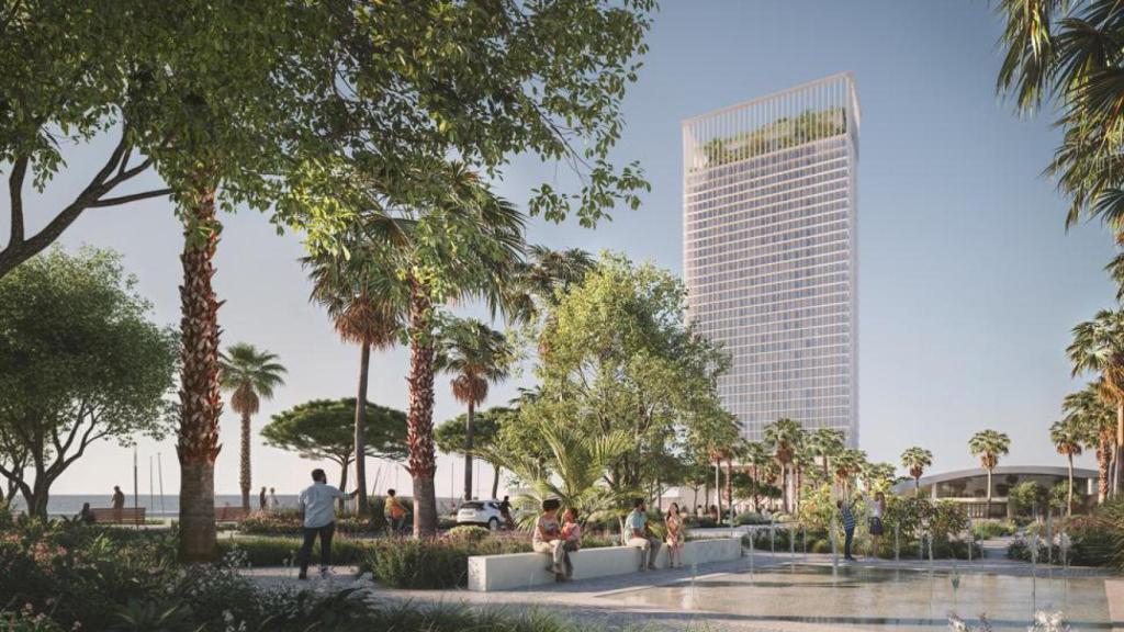 Infografías del diseño de la Torre Chipperfield en el puerto de Málaga.