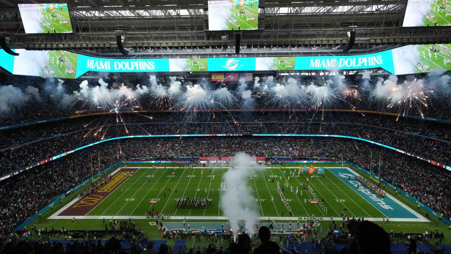 Vista panorámica del Santiago Bernabéu antes del histórico partido de la NFL